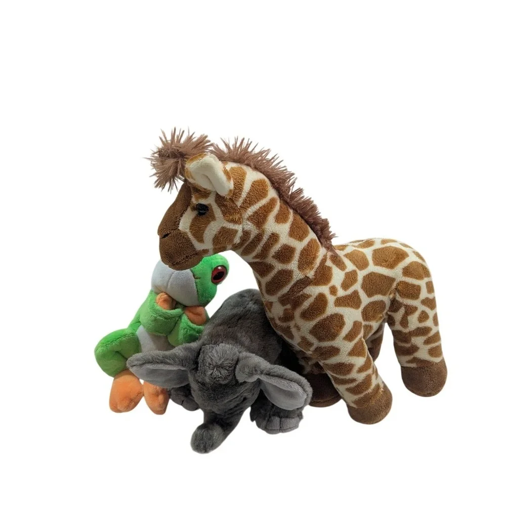 Wild‎ Republic Plush Animal Lot Giraffe Elephant Red Eyed Tree Frog Stuffed Toys
